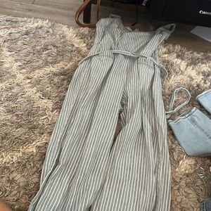 striped overall jumpsuit